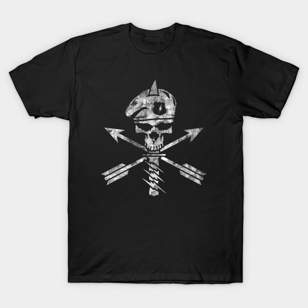 Distressed Military Beret Skull T-Shirt by BoneheadGraphix